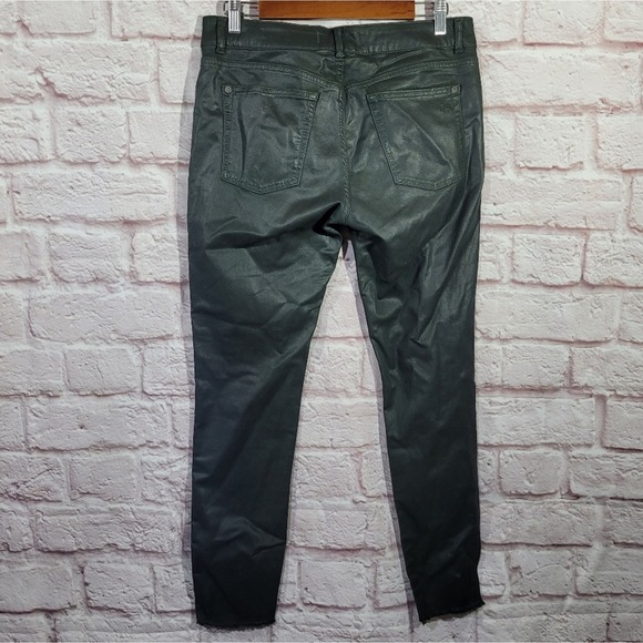 DL1961 Margaux Thicket Green High Rise Raw Hem Instasculpt Ankle Skinny Jeans - Picture 7 of 14